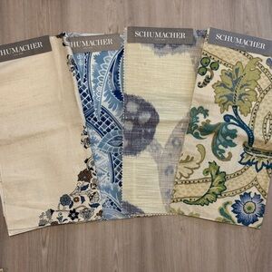 Schumacher Decorative Fabric Set - Blue, Cream, Green